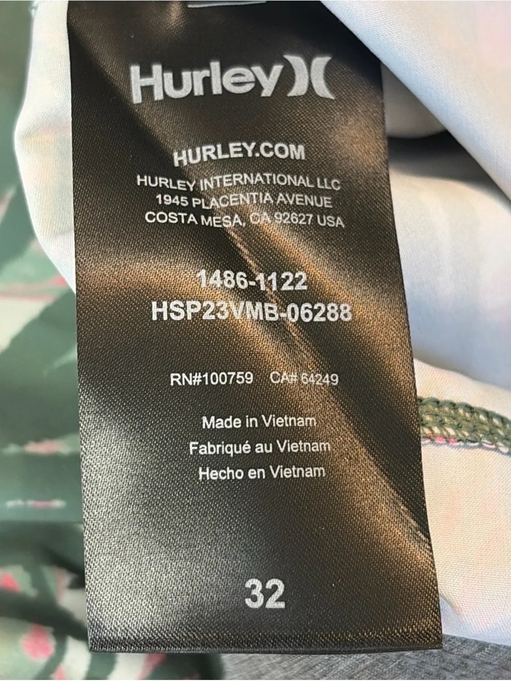 NEW Hurley Tropical Escape Paradise Men's Size 32 Green Board Shorts Swim Trunks